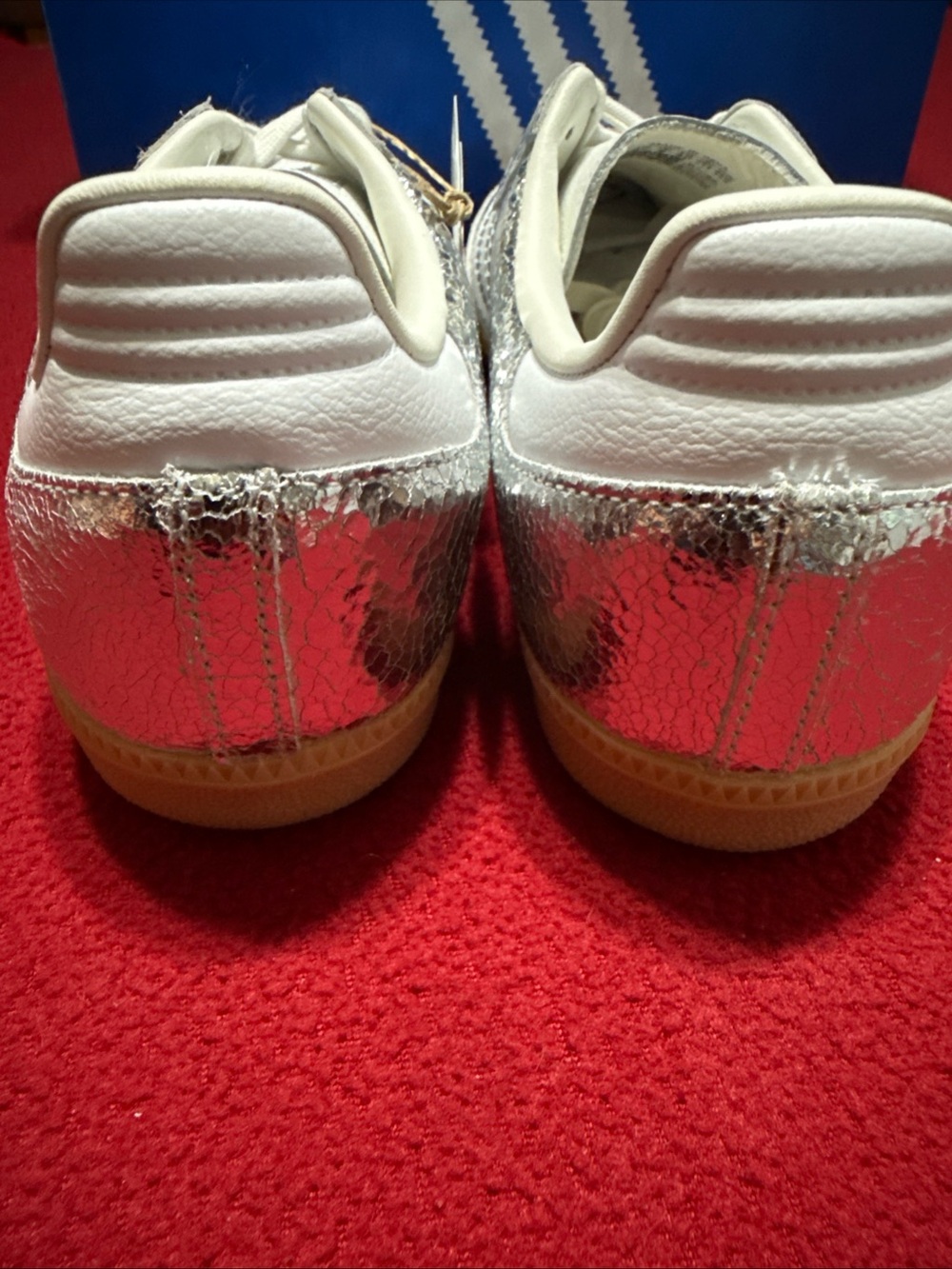 Adidas Samba OG Silver Metallic White Sneakers Shoes Men 8.5 Women 9.5 - Picture 5 of 8